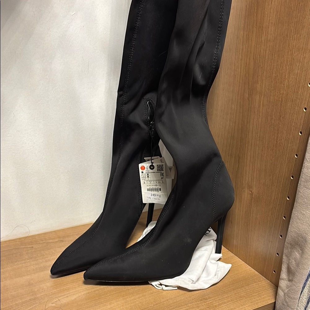 Zara Thigh High Elegant Black Women's Boots NWT Size 40